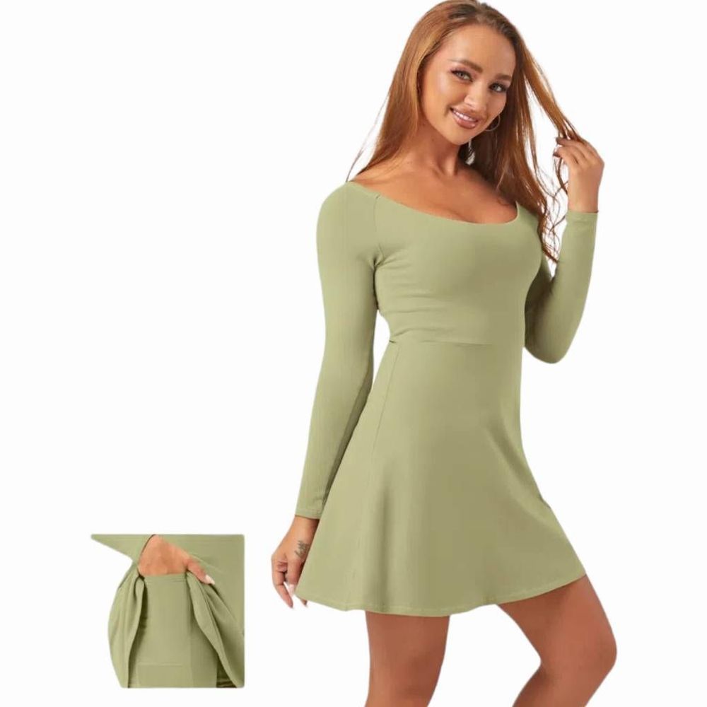 Halara Everyday 2-in-1 Activity Dress-First Class, Small, Deep Lichen Green, NWT